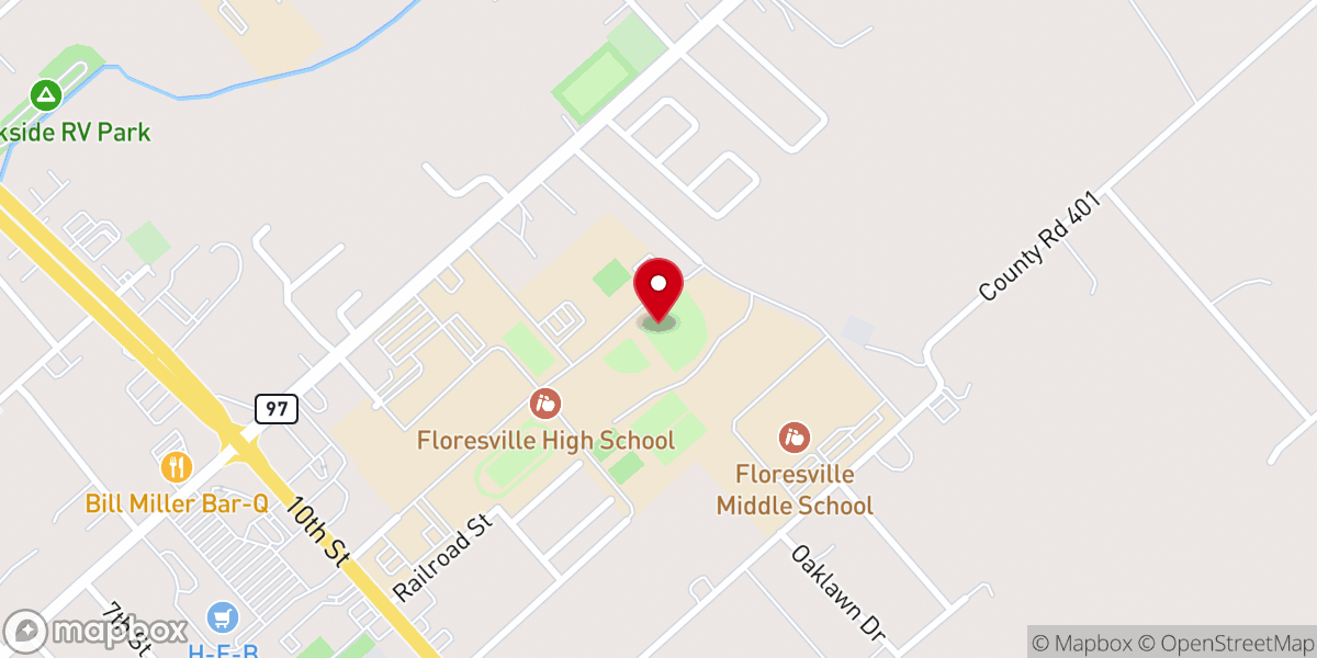 Map showing location of Floresville HS Baseball Field