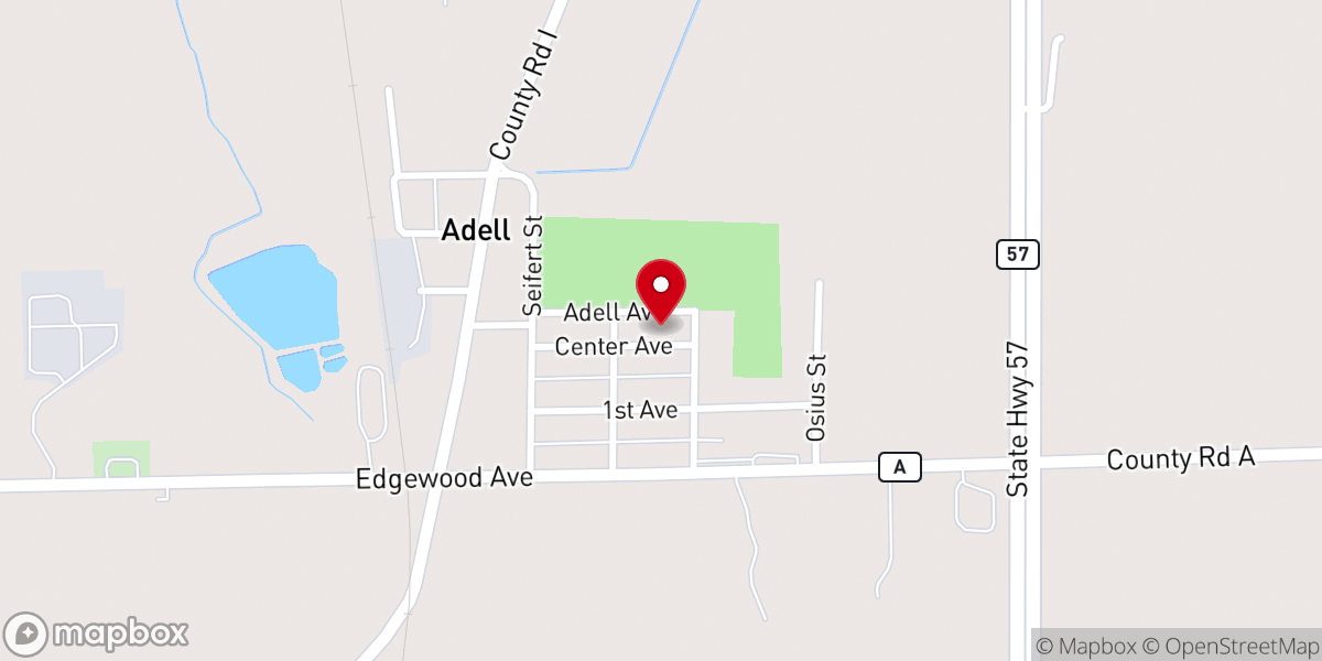 Map showing location of Random Lake Area Interfaith - Food Distribution Center