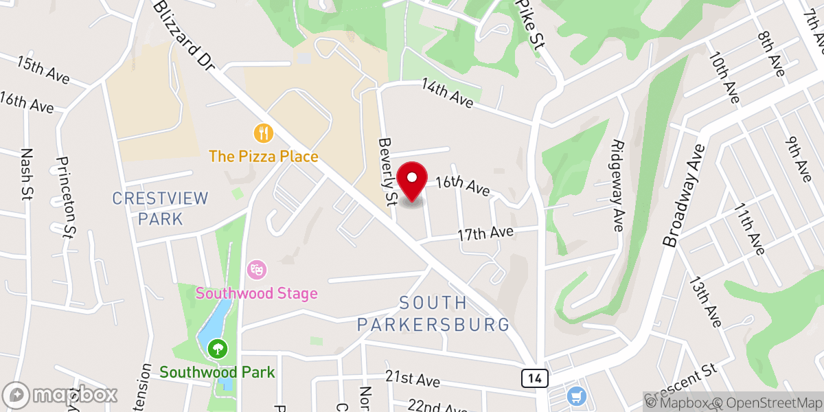 Map showing location of South Parkersburg Baptist Church