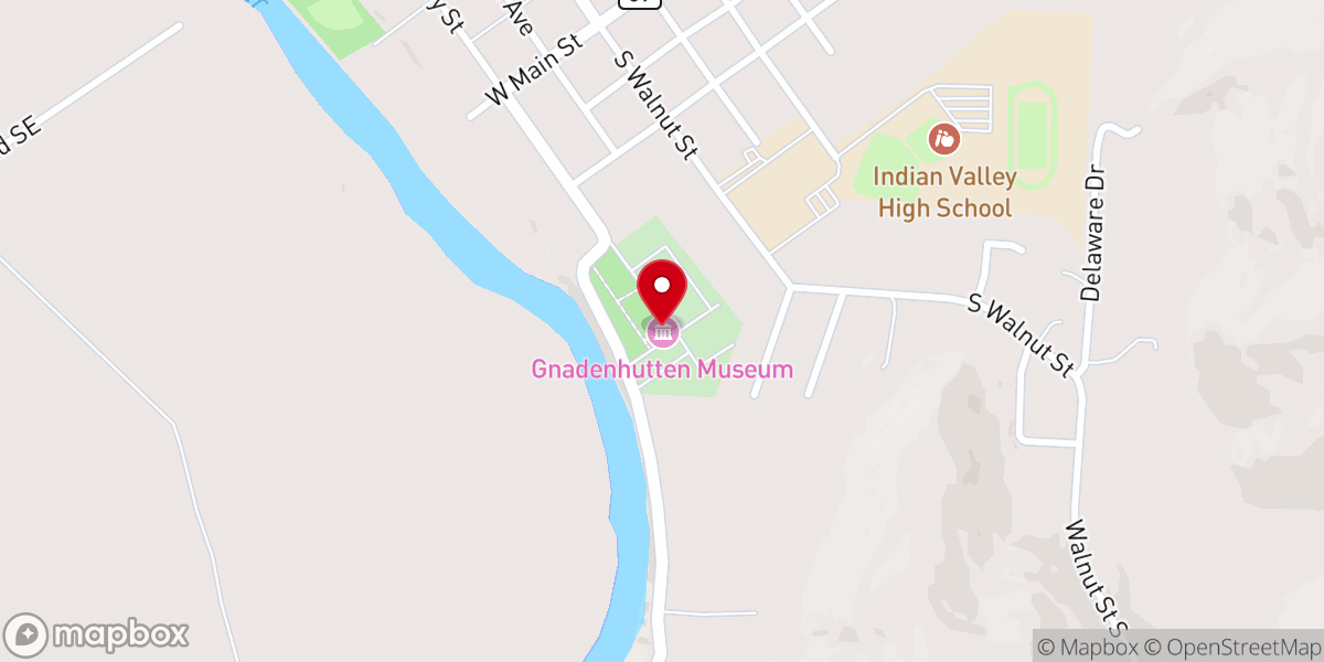 Map showing location of Gnadenhutten Park & Museum