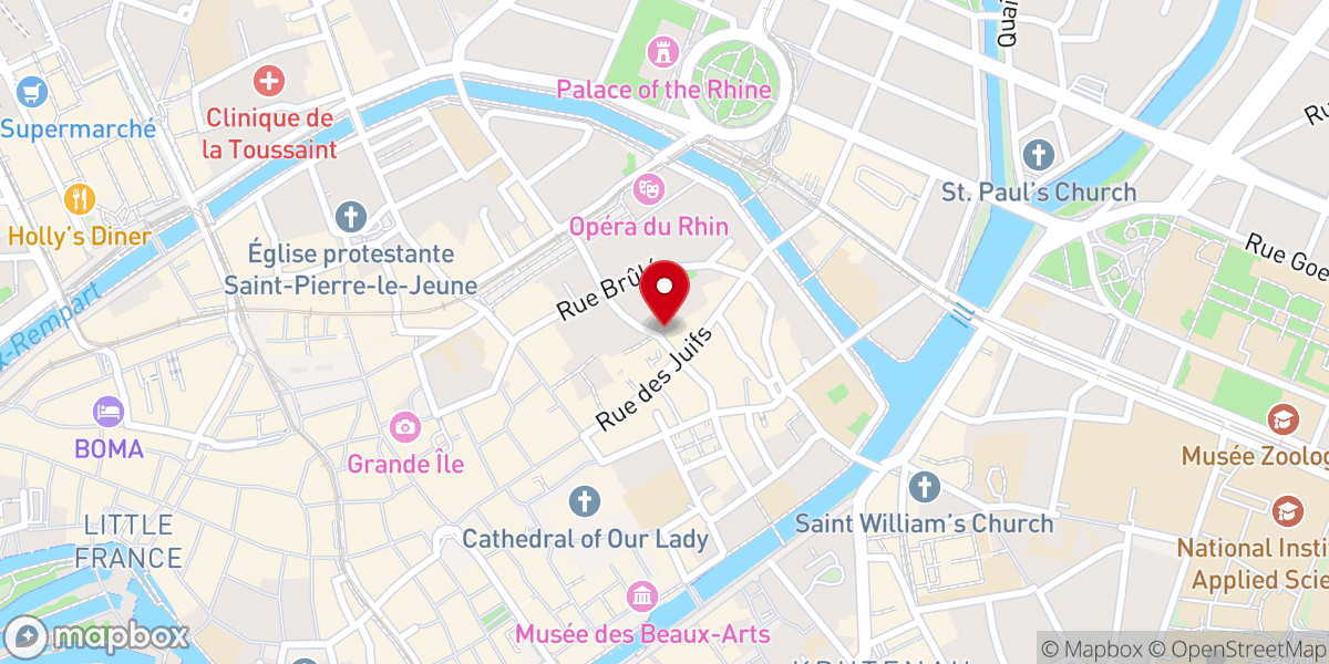 Map showing location of Strasbourg Cathédrale, Services optionnels non compris dans le prix