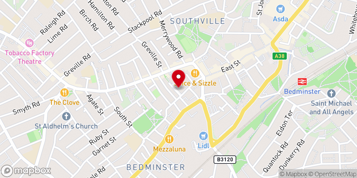 Map showing location of Bedminster Methodist Church