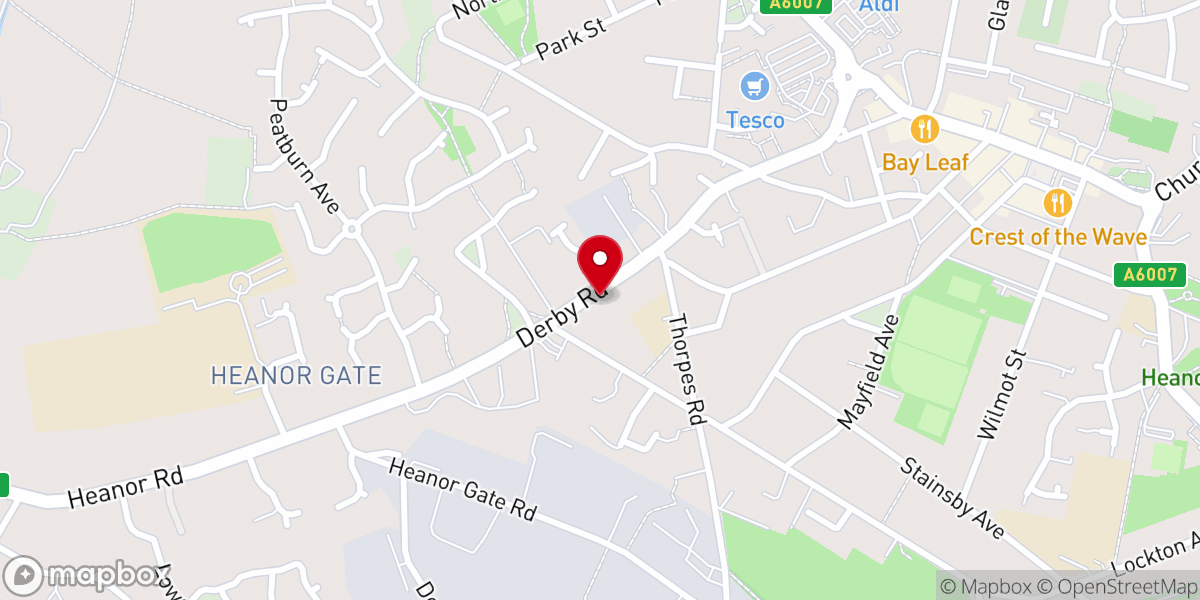Map showing location of Heanor Baptist Church