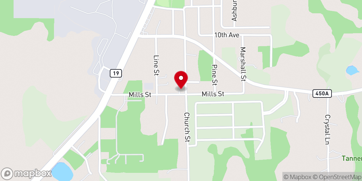 Map showing location of Piney Grove Baptist Church
