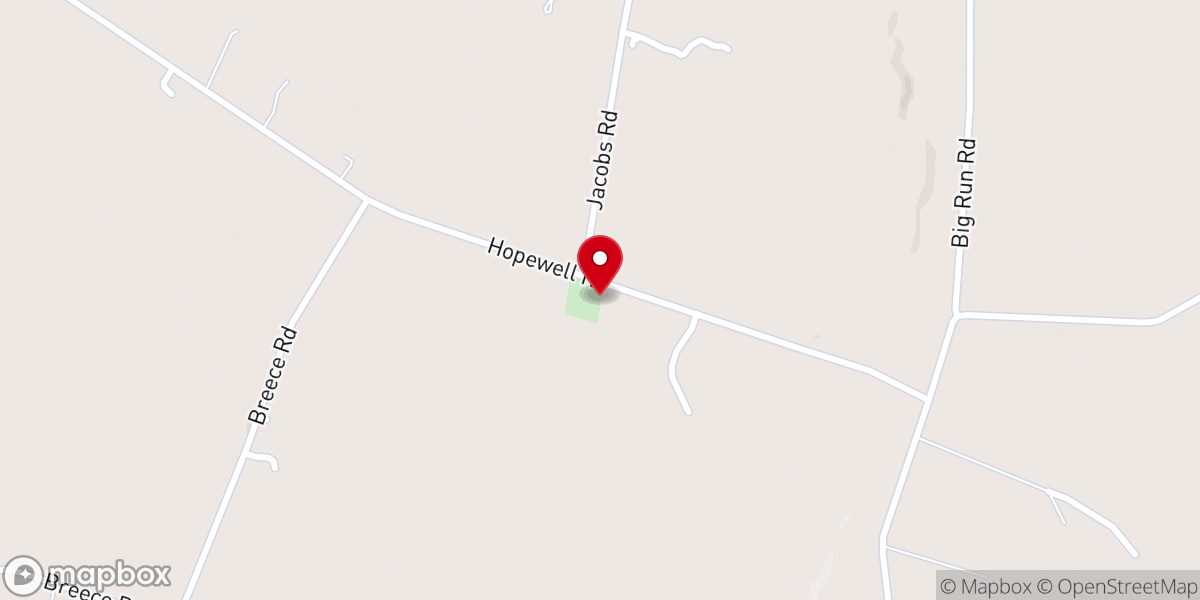 Map showing location of Hopewell Church
