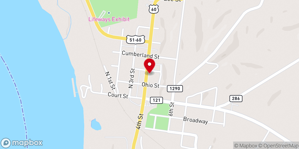 Map showing location of Wickliffe Baptist Church
