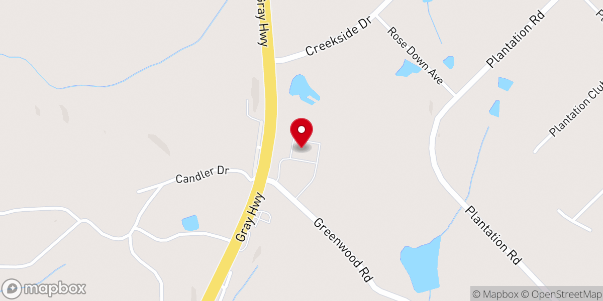 Map showing location of Greenwood Baptist Church