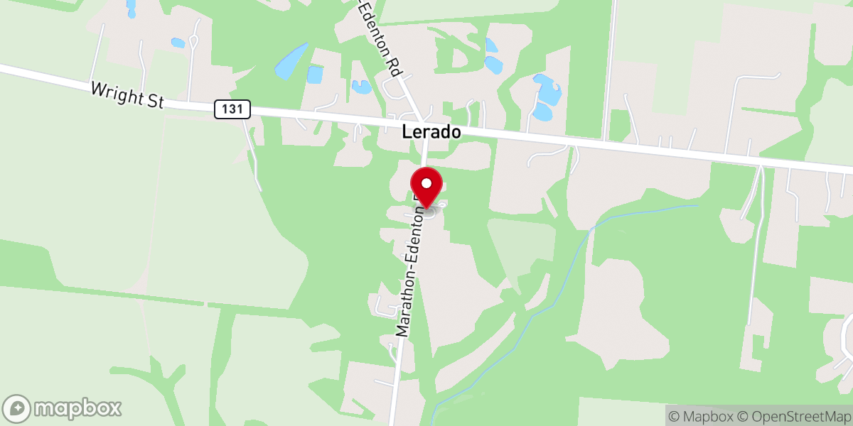 Map showing location of Lerado Church of Christ