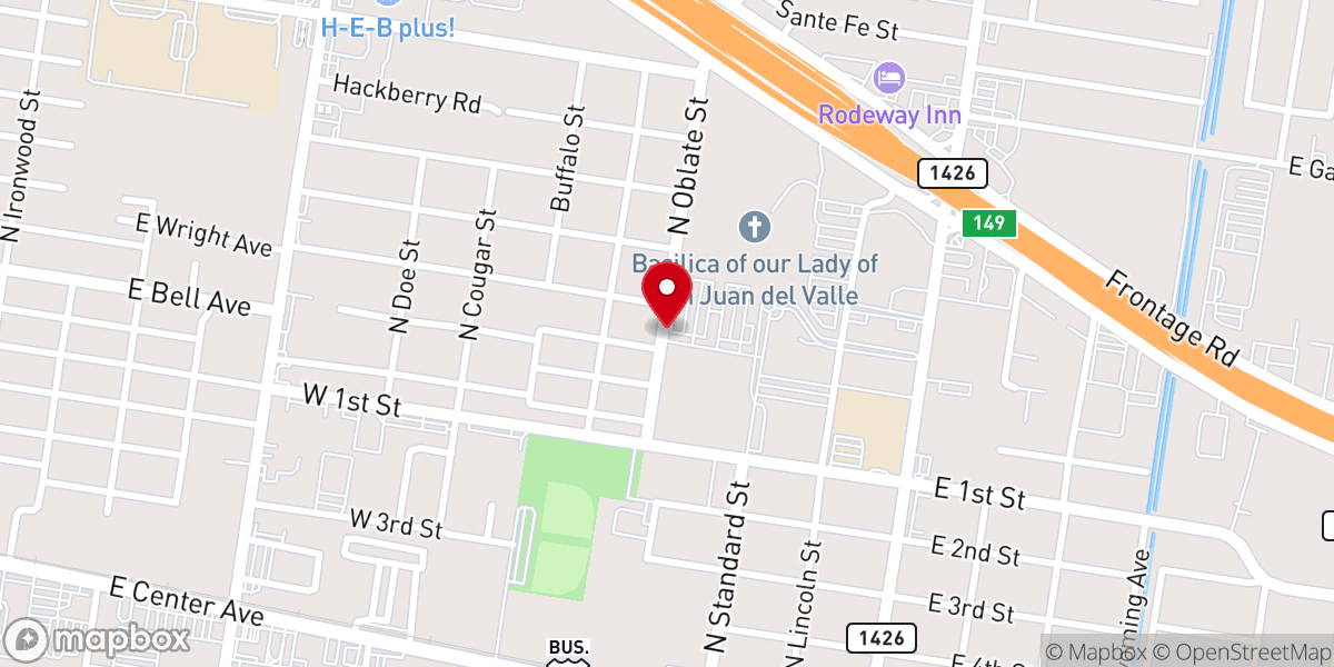 Map showing location of Catholic Charities RGV