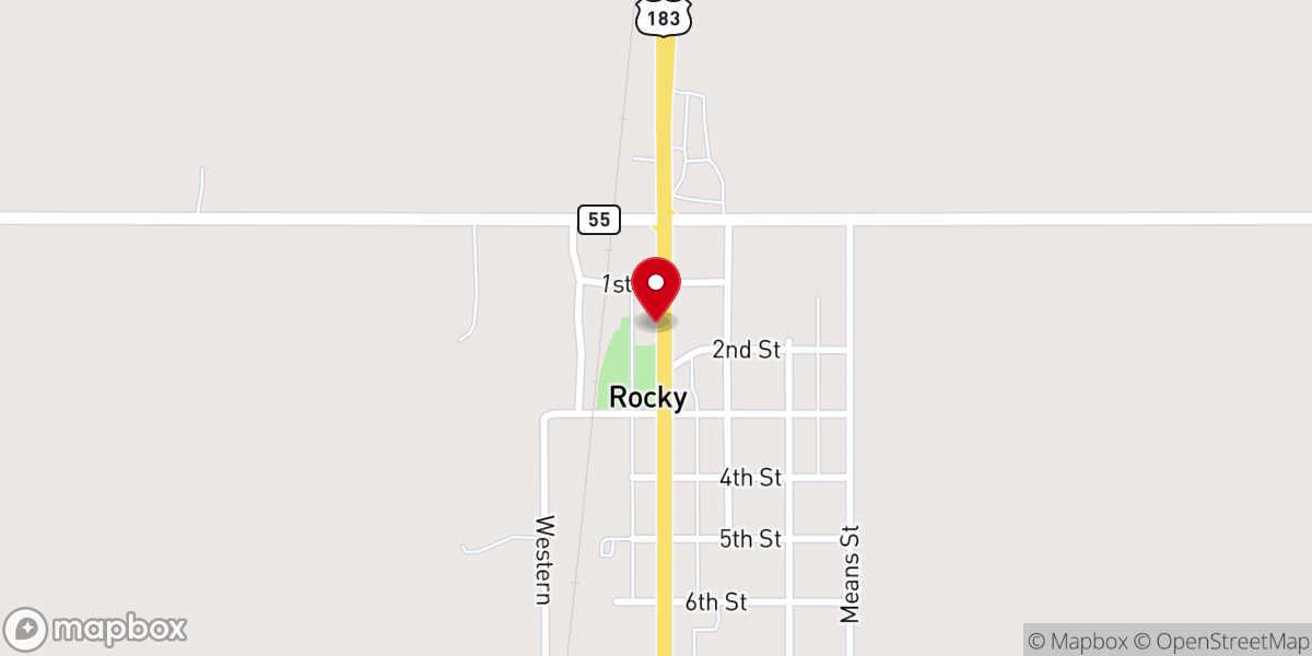 Map showing location of Rocky Farmers Co-Op Inc
