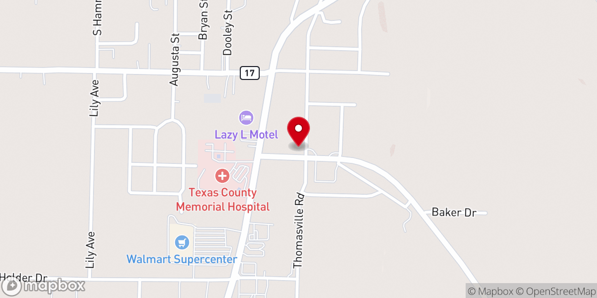 Map showing location of First Free Will Baptist Church