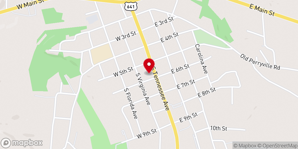 Map showing location of Christian Family Medicine & Pediatrics - Parsons - TN