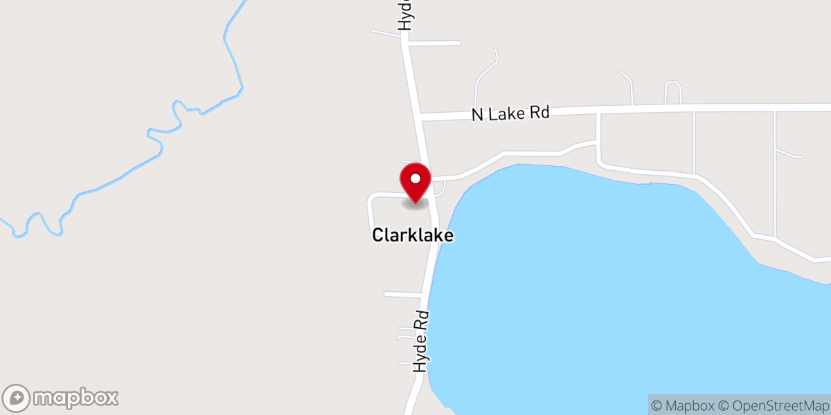 Map showing location of Clarklake Community Church