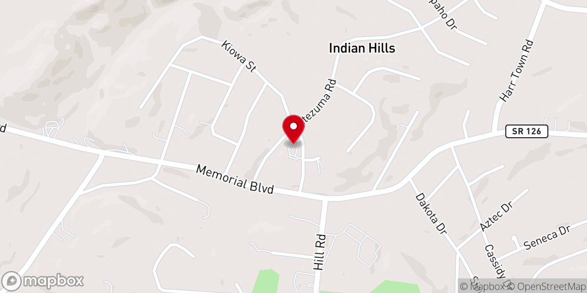 Map showing location of Indian Springs Christian Church