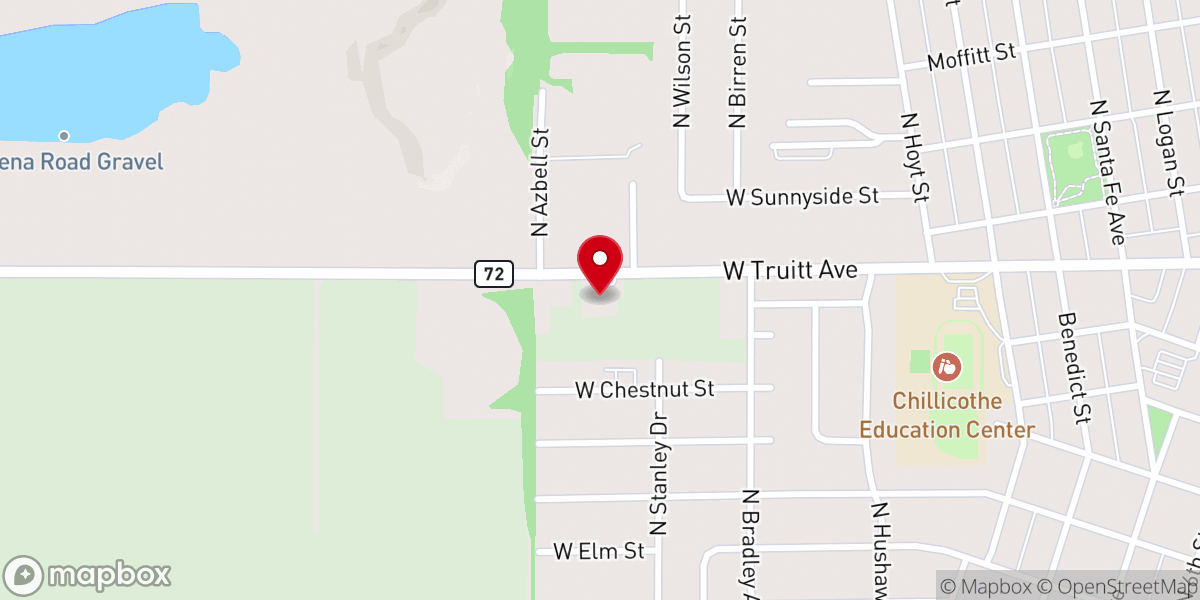 Map showing location of North Chillicothe Church
