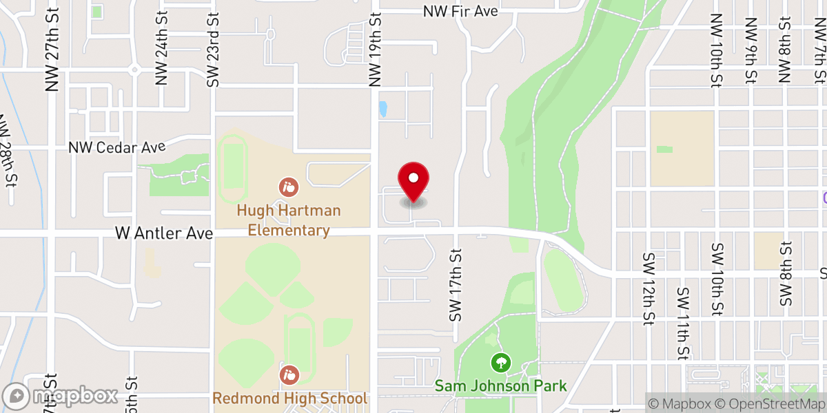 Map showing location of Redmond Assembly of God