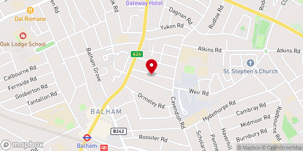 Map showing location of Balham Pentecostal Church