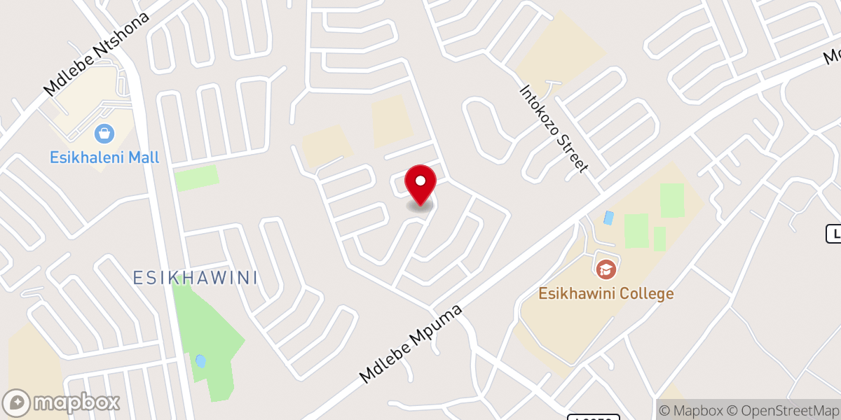 Map showing location of Esikhawini Assemblies Of God