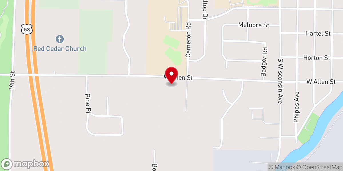 Map showing location of Hope Baptist Church