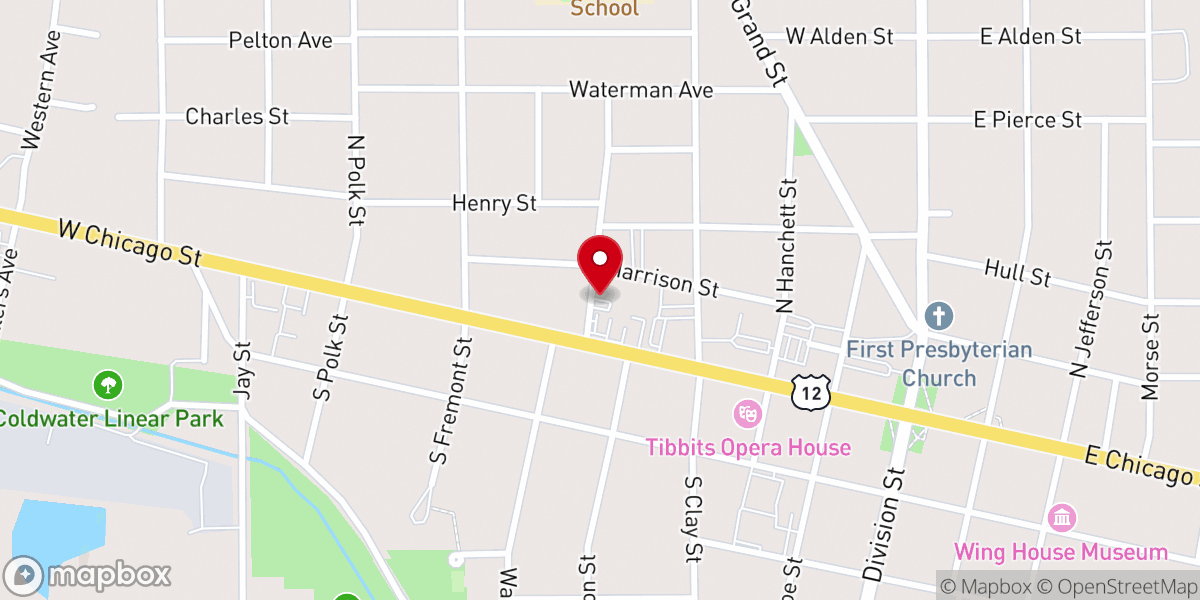 Map showing location of Branch Area Food Pantry