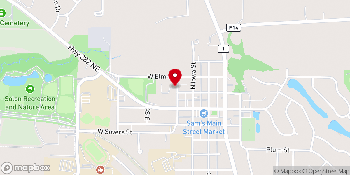 Map showing location of Solon Life Center