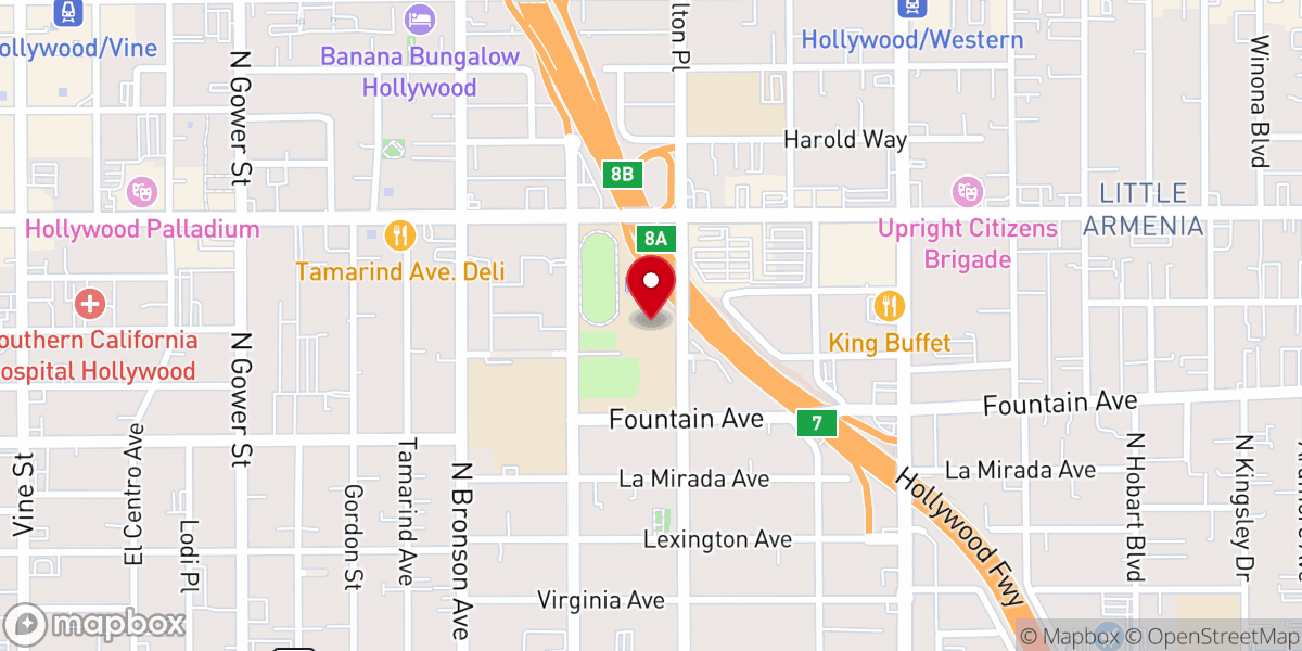 Map showing location of Reality LA Sunday Gatherings