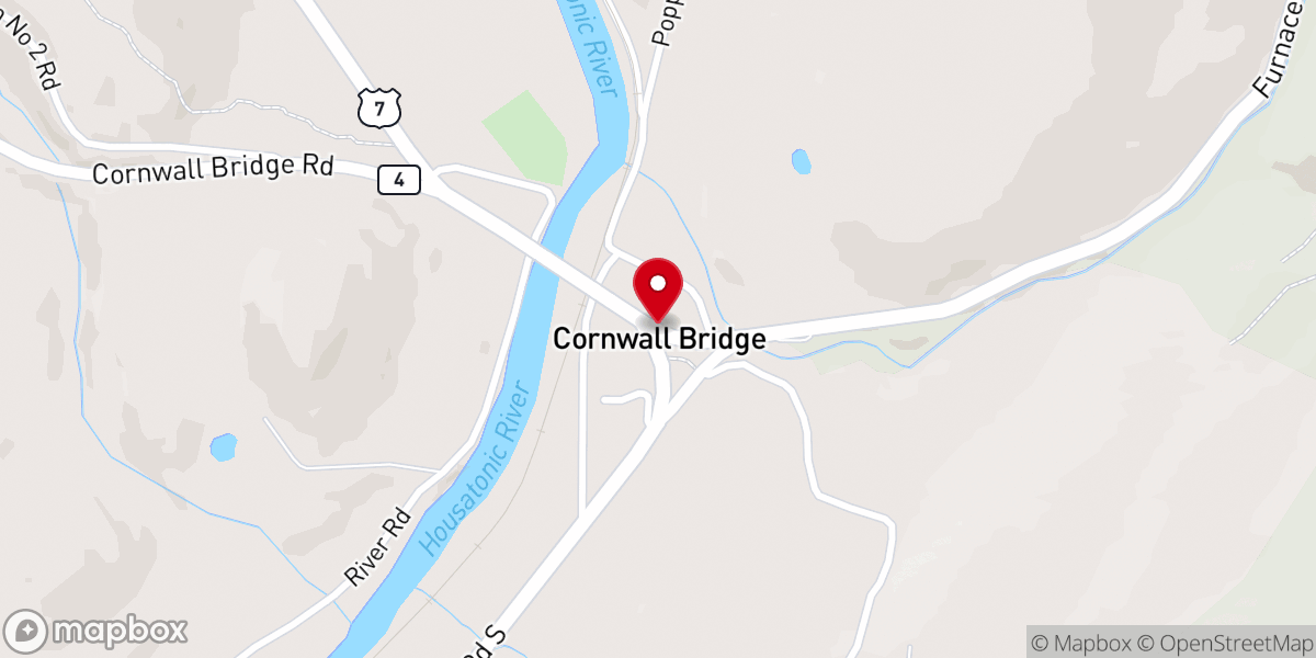 Map showing location of Cornwall Bridge
