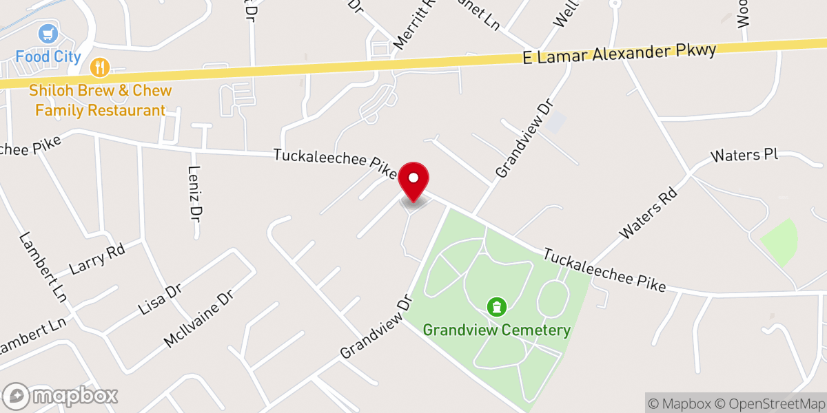 Map showing location of Grandview Baptist Church