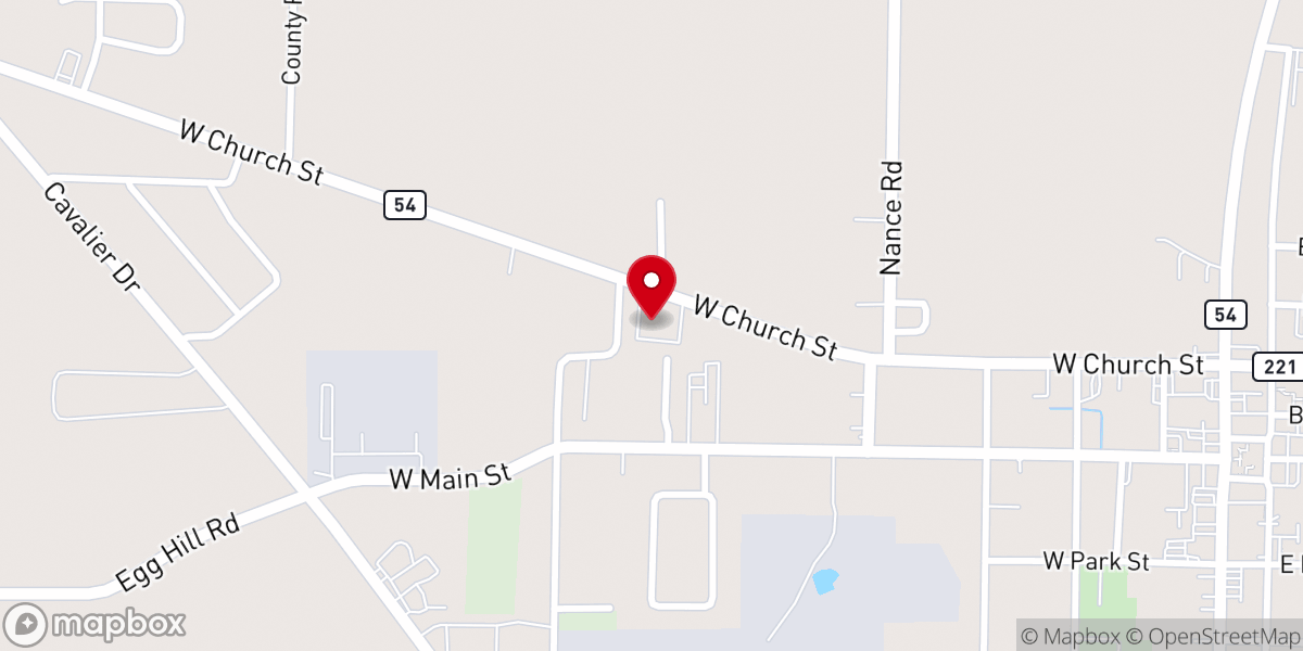 Map showing location of Alamo Church of Christ