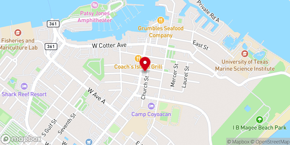 Map showing location of Port Aransas Museum