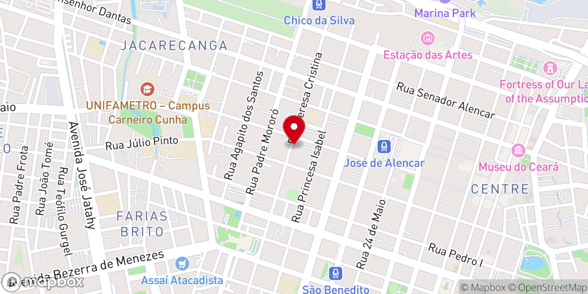 Map showing location of Assembleia de Deus Templo Central