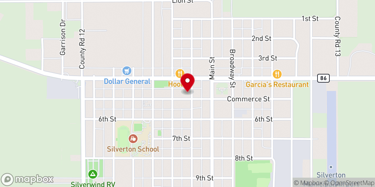 Map showing location of Silverton United Methodist Church
