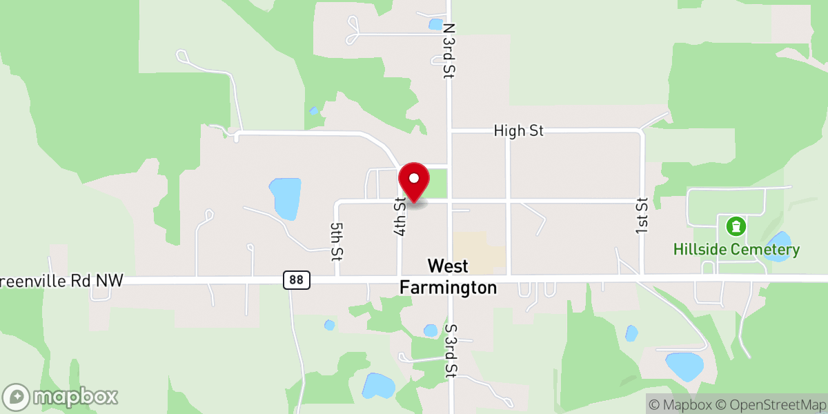 Map showing location of Farmington Senior Center Inc