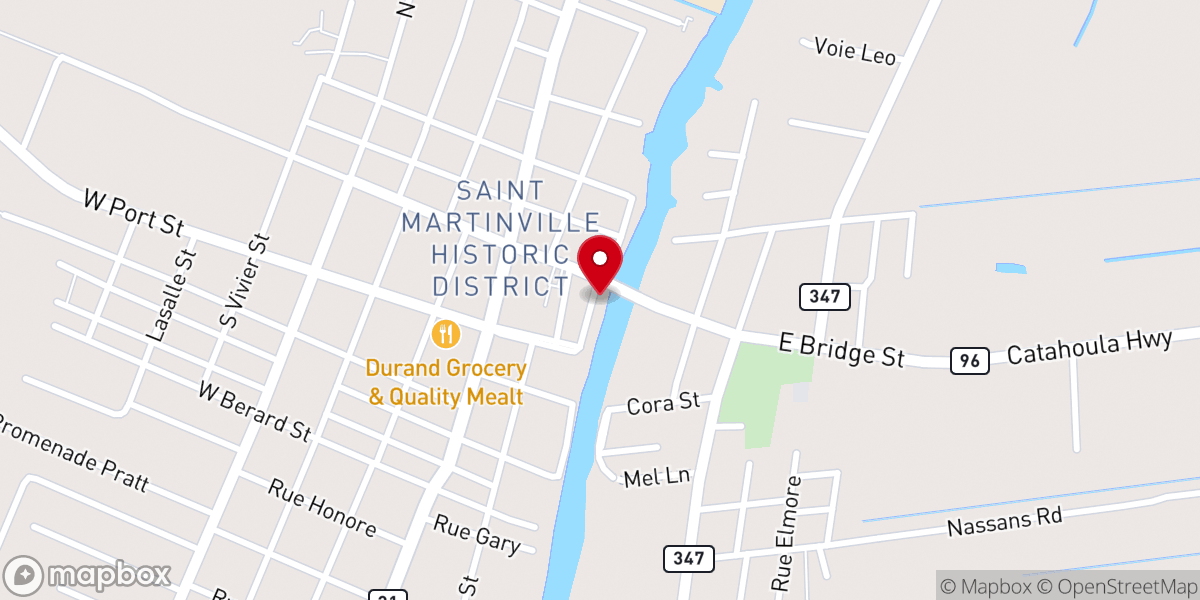 Map showing location of St. Martinville Police Department