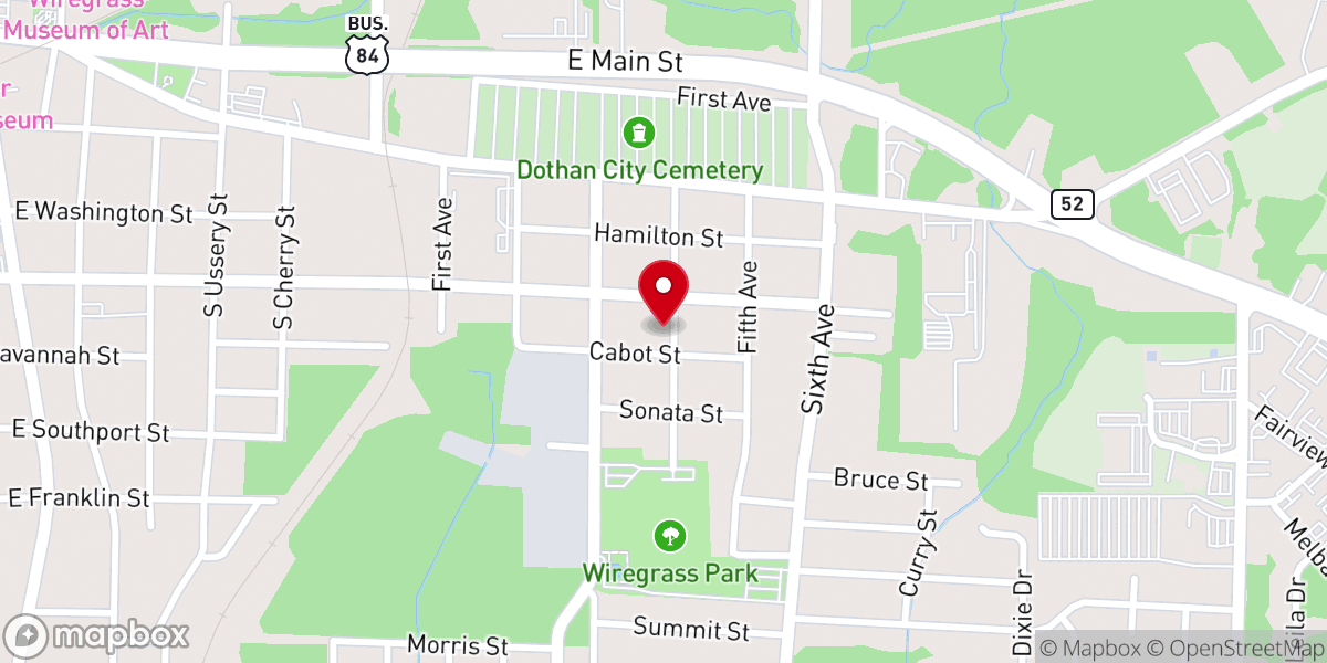 Map showing location of Grandview Assembly of God Church