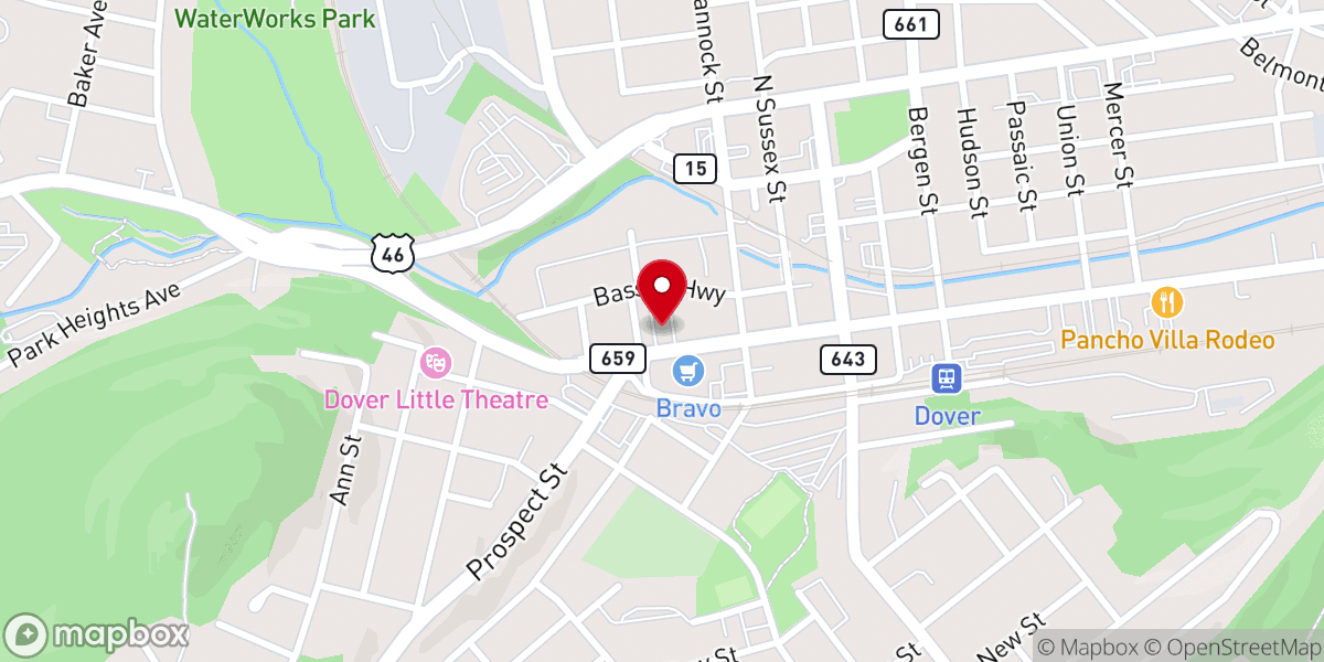 Map showing location of Mision Cristiana Elim Dover, NJ