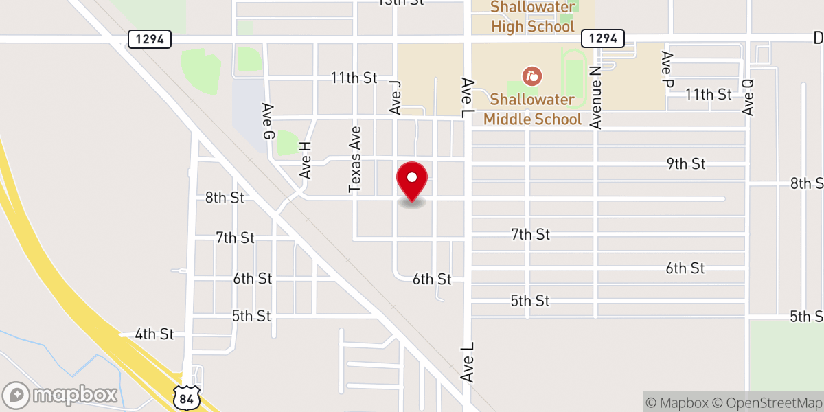 Map showing location of First Baptist Church Shallowater