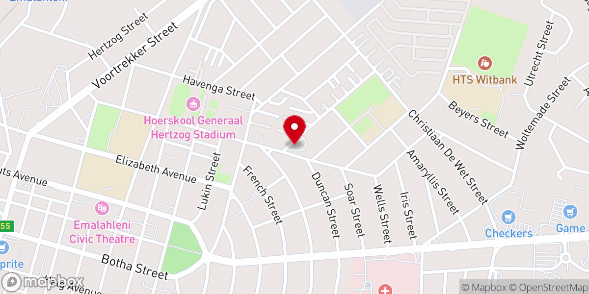 Map showing location of Victory Family Church Witbank