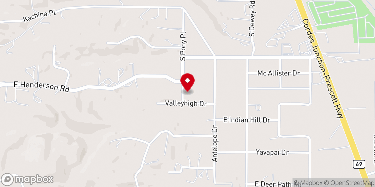 Map showing location of Mountain View Community Church of Dewey Arizona