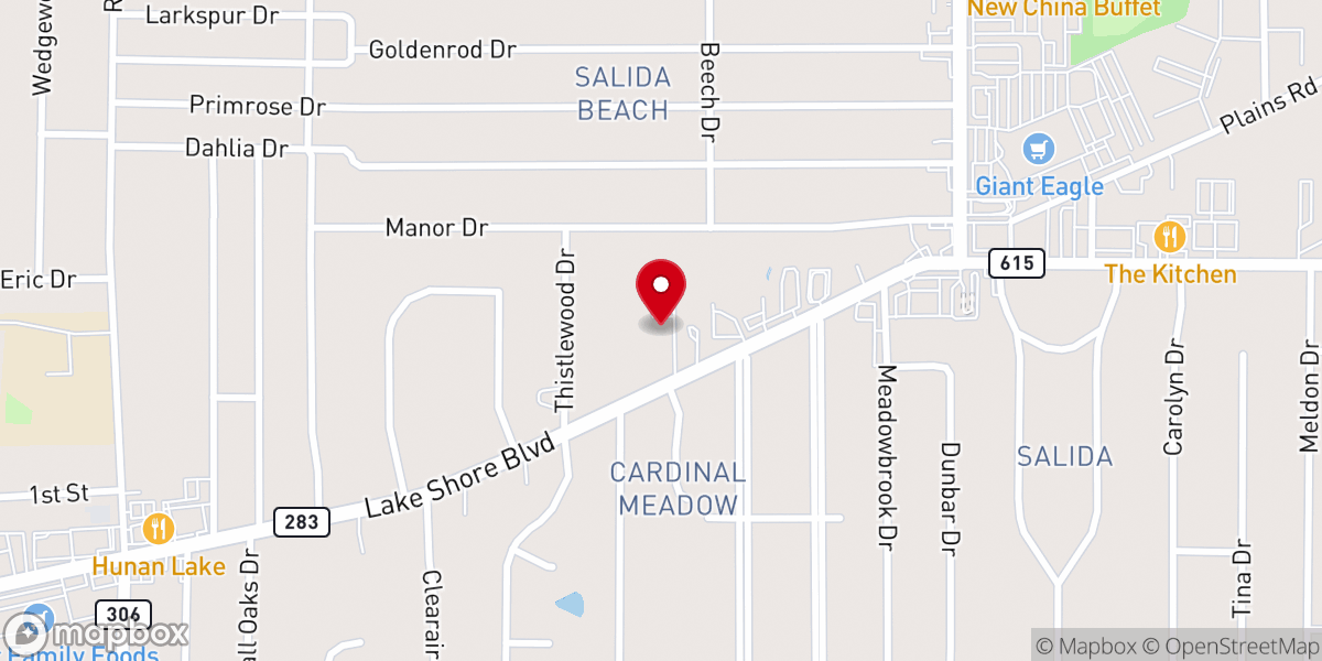 Map showing location of Church in Mentor
