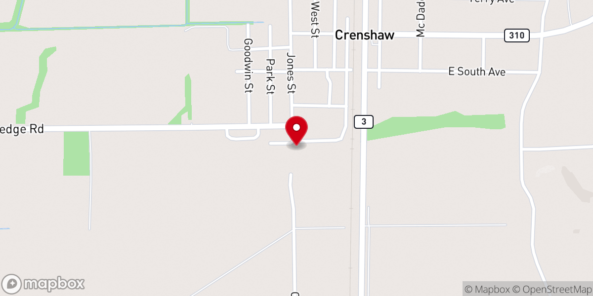 Map showing location of Pleasant Grove M.B. Church