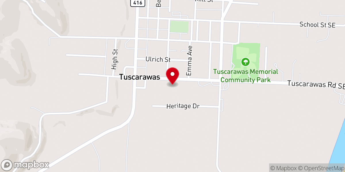Map showing location of Tuscarawas Community Center