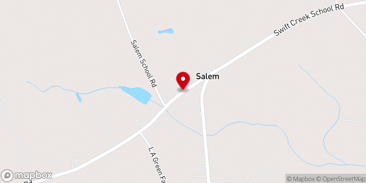 Map showing location of Salem Community Baptist Church