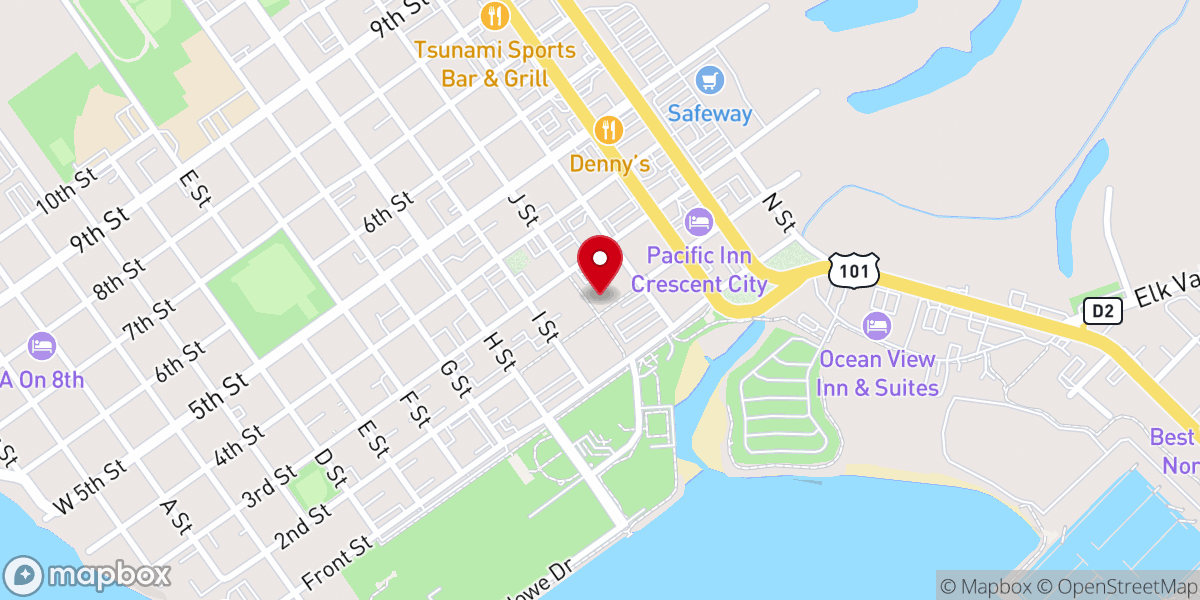 Map showing location of Crescent City & Del Norte County Chamber of Commerce