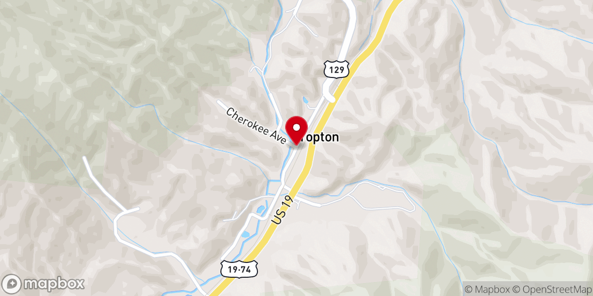 Map showing location of Rowlins Creek Church