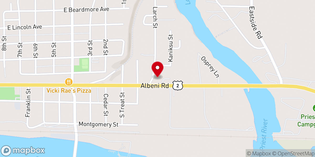 Map showing location of Priest River Ministries
