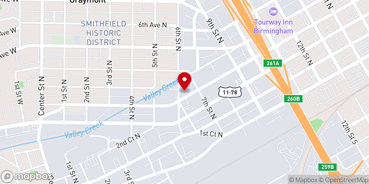 Map showing location of New St James Baptist Church