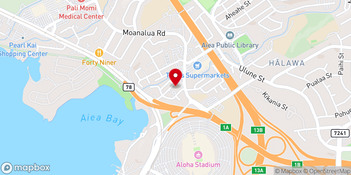 Map showing location of Aiea United Methodist Church