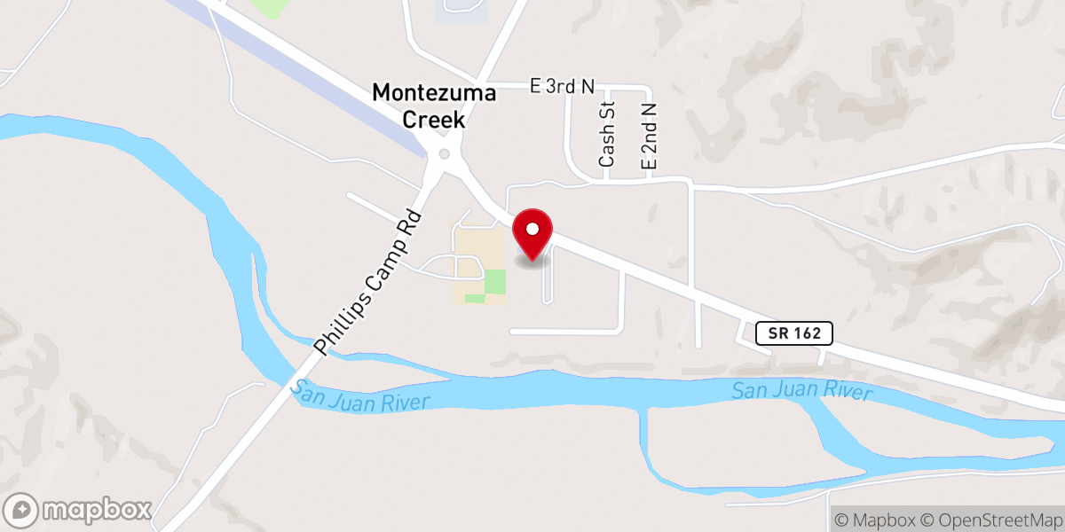Map showing location of Montezuma Creek Community Health Center
