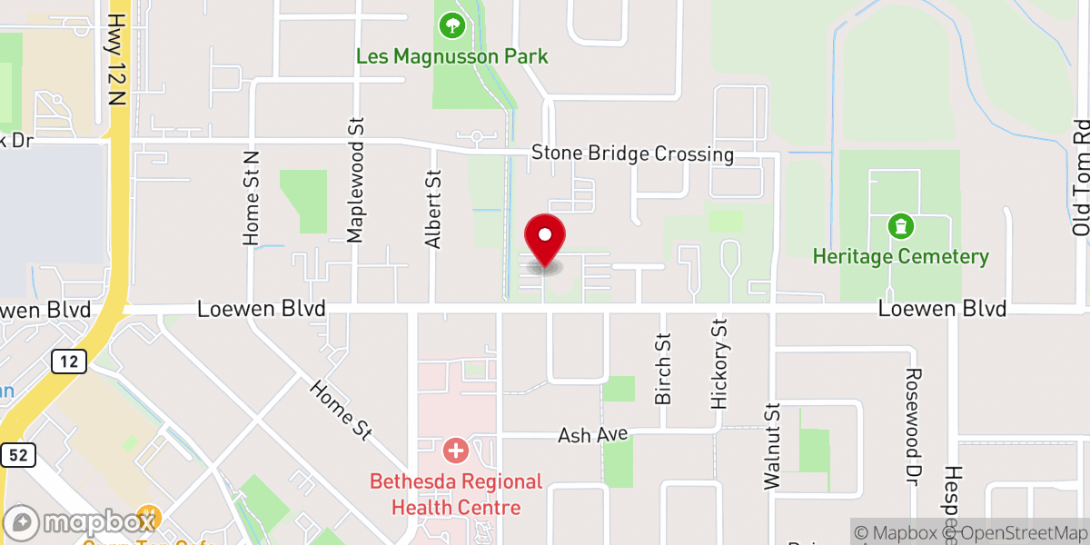Map showing location of Steinbach Community Outreach Drop-in Centre